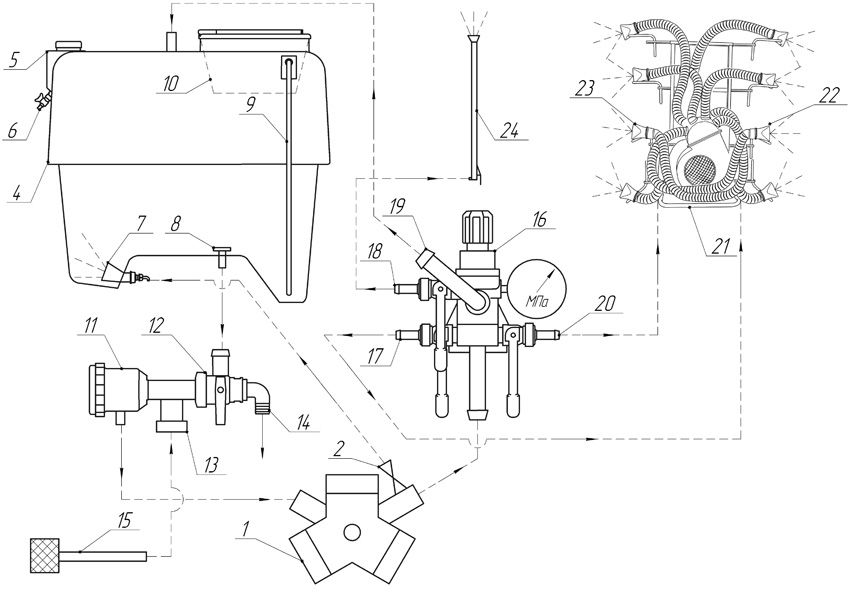 Схема опрыскивателя навесного
