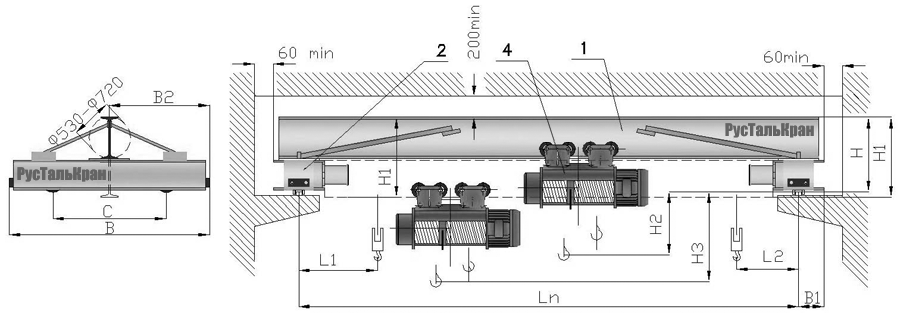 Кран балка 5 тонн чертеж