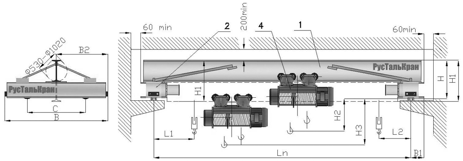 Кран балка 10 тонн чертеж