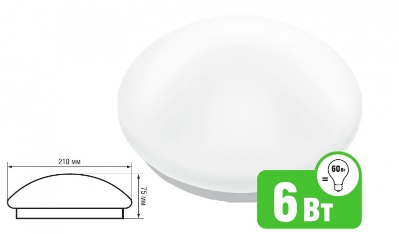 Светильник светодиодный LED 6Вт 4000К 450Лм IP20 круглый пластиковый белый (94776 NBL-R1)