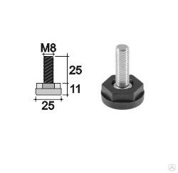 Опора ножка мебельная м8 регулируемая черная