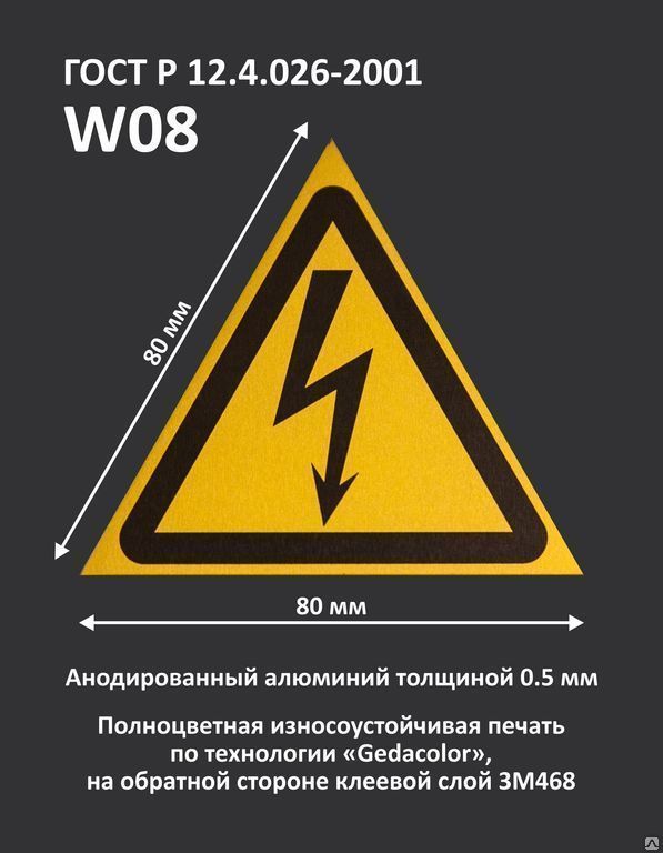 Предупреждающий знак "Опасность поражения электрическим током" W08