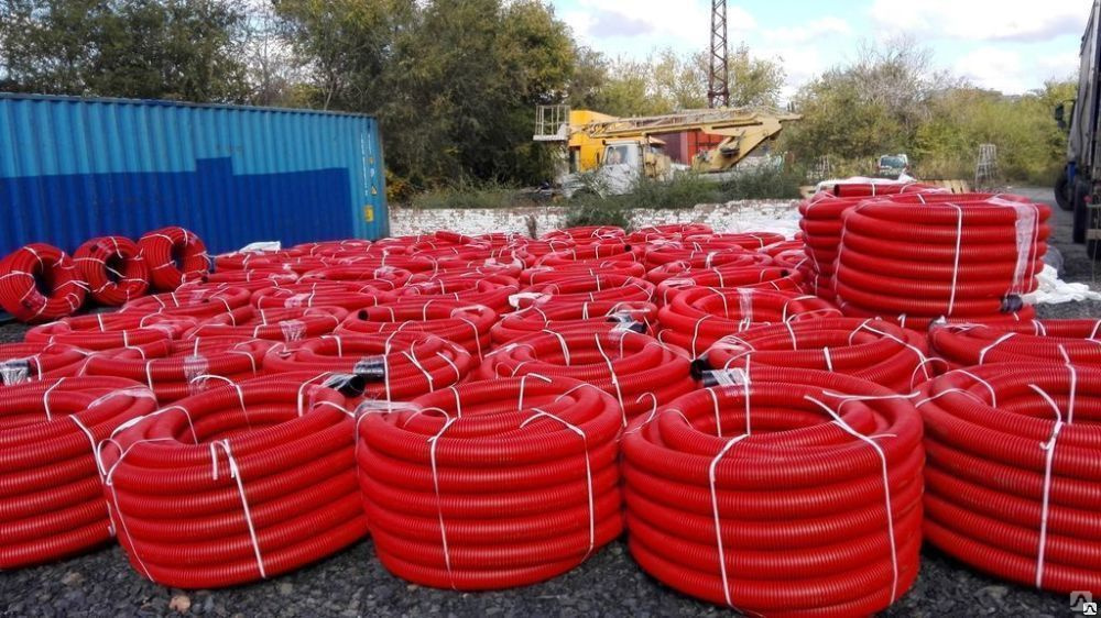 Труба защитная гофрированная двустенная ДУ 200 красная (с муфтой), цена ...