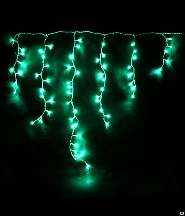 Светодиодная бахрома LED 3х0.5м, 220В, постоянное свечение, яркий зелёный, IP54