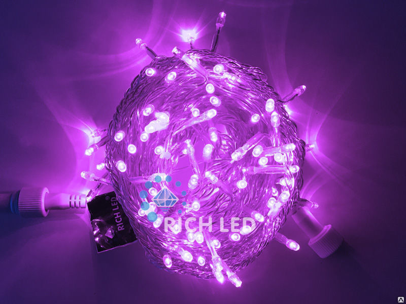 Светодиодная гирлянда Нить 10 м, 220В, IP54 Фиолетовая МЕРЦАЮЩАЯ