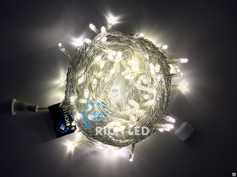 Светодиодная гирлянда Rich LED Нить 10 м,24В,постоянного свечения, тепло-белый