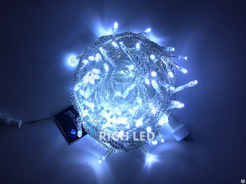 Светодиодная гирлянда Rich LED Нить 10 м, 24В, мерцающая, белый