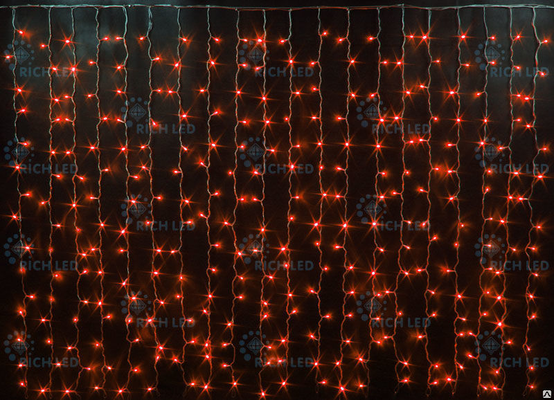 Световой занавес LED, 2х1.5м, 220В, красный, постоянное свечение, IP54, соединяемый