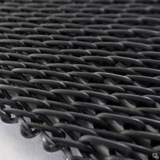 Транспортерная сетка плетеная двойная Тип-2 из черной и нержавеющей стали