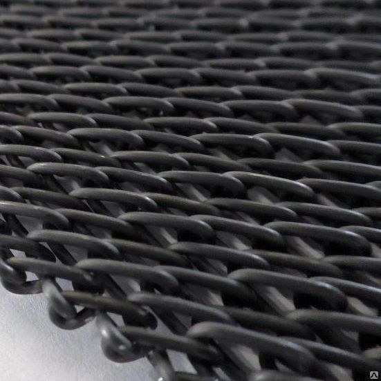 Транспортерная сетка плетеная двойная Тип-2 из черной и нержавеющей стали