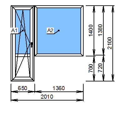 Балконный блок Exprof PrоWin, 3-х камерный, 1360*1400, ламинация с 2 сторон, VORNE 2