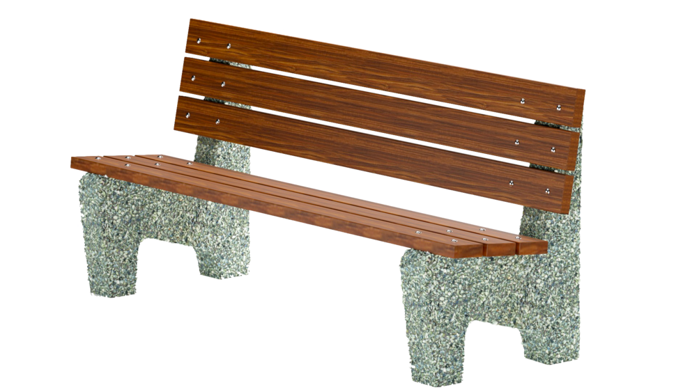 Скамейка со спинкой на каменном основании"Стандарт плюс" Термобрус, 2000х700х870