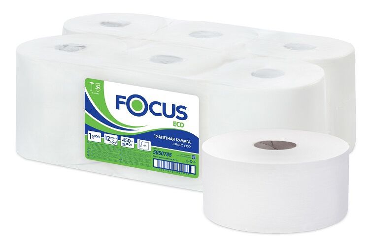 Туалетная бумага FOCUS Eco Jumbo 1 сл. 450 м. 12 рулонов