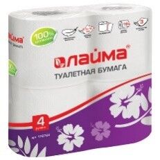 Туалетная бумага "ЛАЙМА " 3-х слойная, белая, рулон 18 м 4 шт/уп