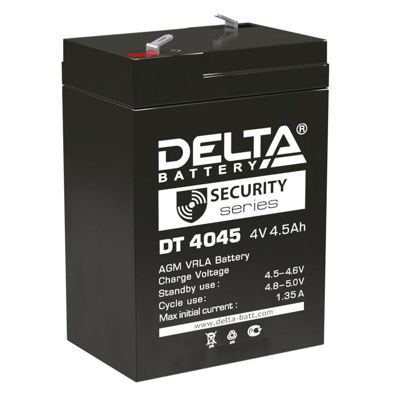 Аккумулятор для прожекторов 4 В 4.5А.ч Delta DT 4045