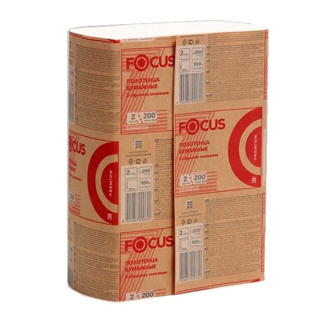 Листовые полотенца FOCUS Premium Z сл. 2 сл. 200 л. 24*21,5 см. 20 упак/коробка
