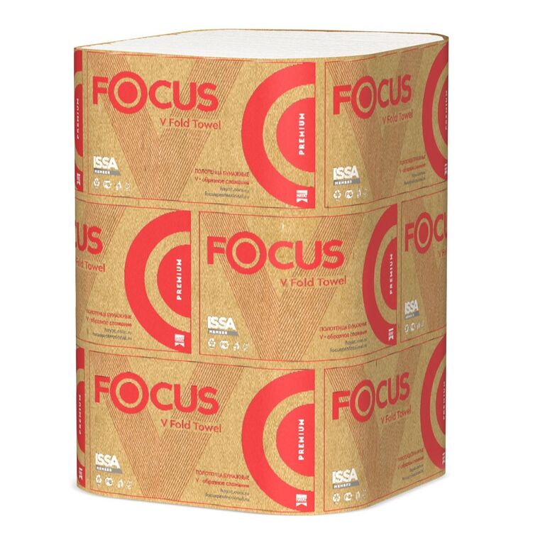 Листовые полотенца FOCUS Premium V сл. 2 сл. 200 л. 34 гр. 23*20 см. 15 шт.