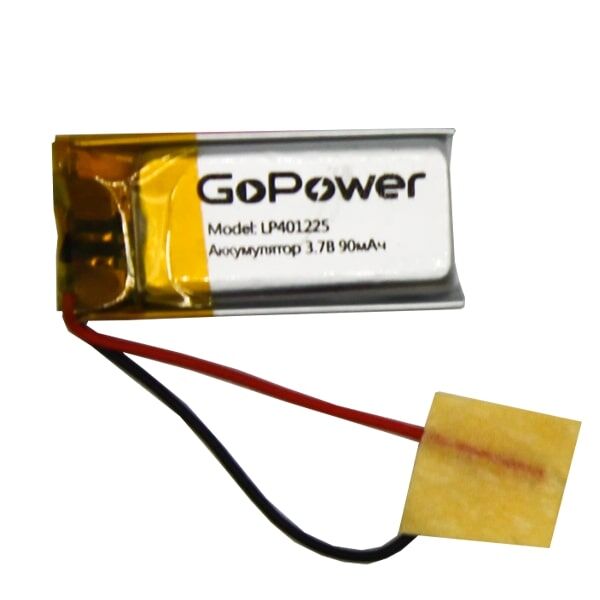 Аккумулятор Li-Pol LP401225 PK1 3.7V 90mAh (толщ.4,0мм, шир.12мм, дл.25мм) "GoPower"