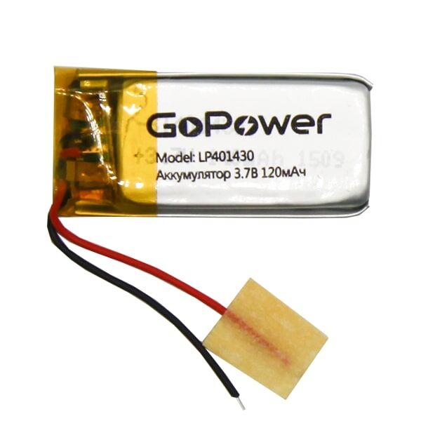 Аккумулятор Li-Pol LP401430 PK1 3.7V 120mAh (толщ.4,0мм, шир.14мм, дл.30мм) "GoPower" 1