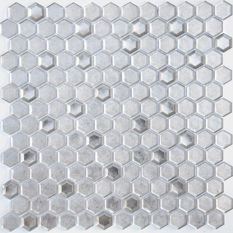 Мозаика Argento grani hexagon 13x23x6 LeeDo Caramelle серебро