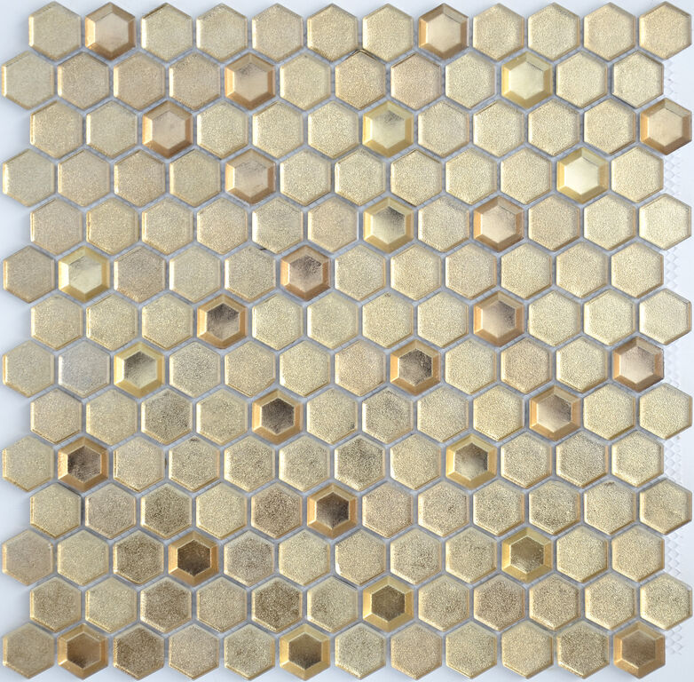Мозаика Aureo grani hexagon 13x23x6 LeeDo Caramelle золотая