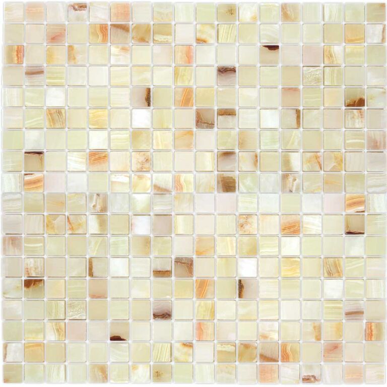 Мозаика каменная Onice Jade Bianco POL 15x15x7 LeeDo Caramelle Pietrine оникс