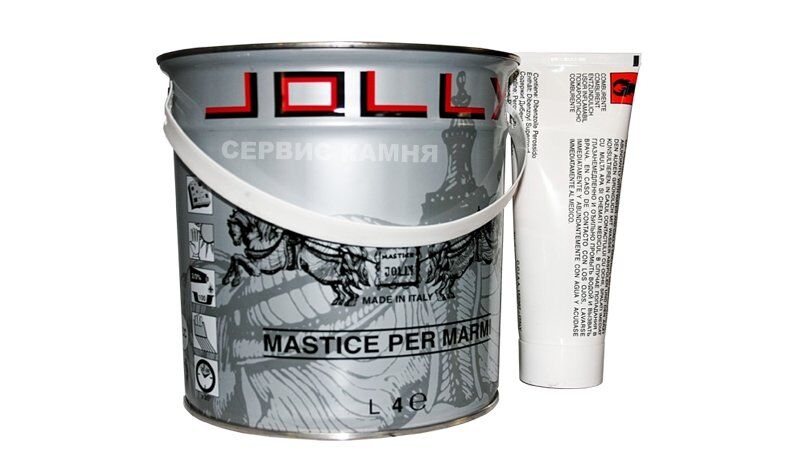 Полиэфирный клей мастика (цвет - бежевый) для камня фирмы Ilpa "Jolly" 6,4 кг, 4 л.