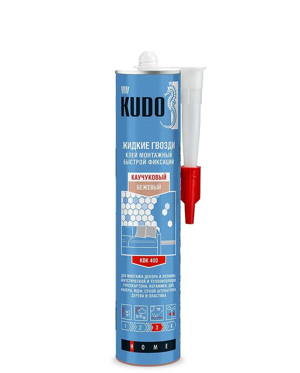 Универсальный монтажный клей быстрой фиксации на каучуке KUDO мороз.
