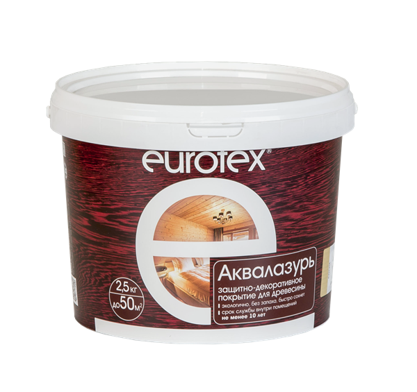 Лак защитно-декорат. "EUROTEX" (Аквалазурь) /ваниль/ 2,5 кг Рогнеда