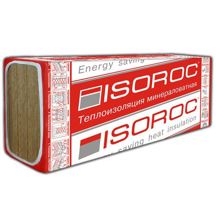 Утеплитель ISOROC Изолайт - Л 1000*600*50мм /плот.40 кг/м2/ (=8шт.) 4,8м2=0,24м3