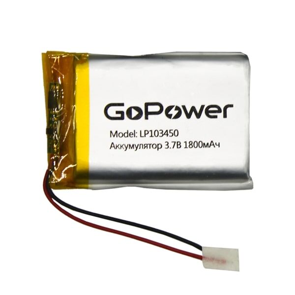 Аккумулятор Li-Pol LP103450 PK1 3.7V 1800mAh (толщ.10мм, шир.34мм, дл.50мм) "GoPower"