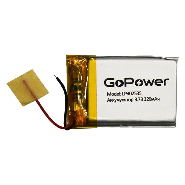 Аккумулятор Li-Pol LP402535 PK1 3.7V 320mAh (толщ.4,0мм, шир.25мм, дл.35мм) "GoPower" 1