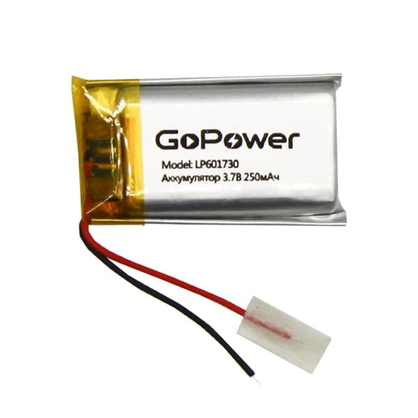 Аккумулятор Li-Pol LP601730 3.7V 250mAh (толщ.6,0мм, шир.17мм, дл.30мм) "GoPower"