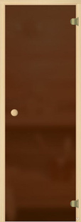 Дверь для бани АКМА Light Кноб 7х19 (матовая бронза, 6 мм, коробка сосна, а #1