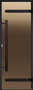 Дверь для хаммам Harvia LEGEND 9х19 (бронза, черная коробка алюминий), DA91 #1