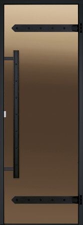 Дверь для хаммам Harvia LEGEND 8х19 (бронза, черная коробка алюминий), DA81