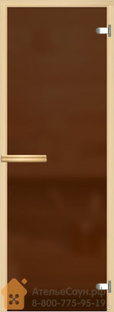 Дверь для сауны и бани АКМА Aspen M 8х20 (матовая бронза, 8 мм, коробка оси #1