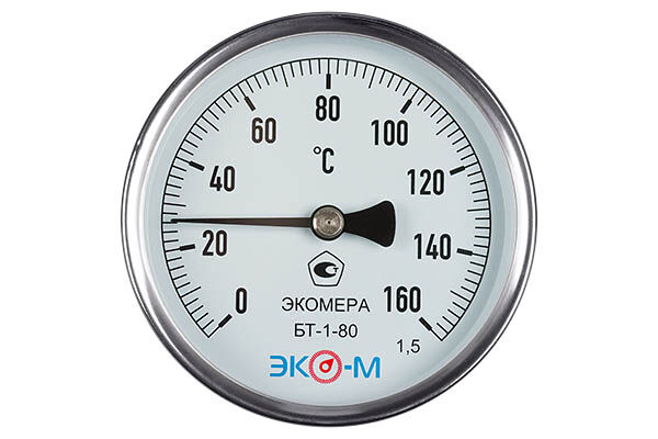Термометр биметаллический ЭКОМЕРА БТ-1-80, 0-160С, L = 60