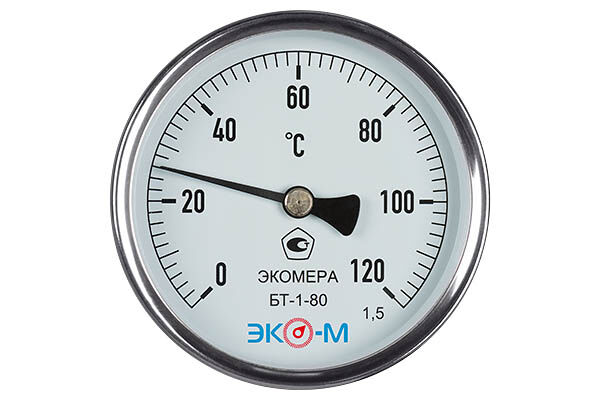 Термометр биметаллический ЭКОМЕРА БТ-1-80, 0-120С, L = 60