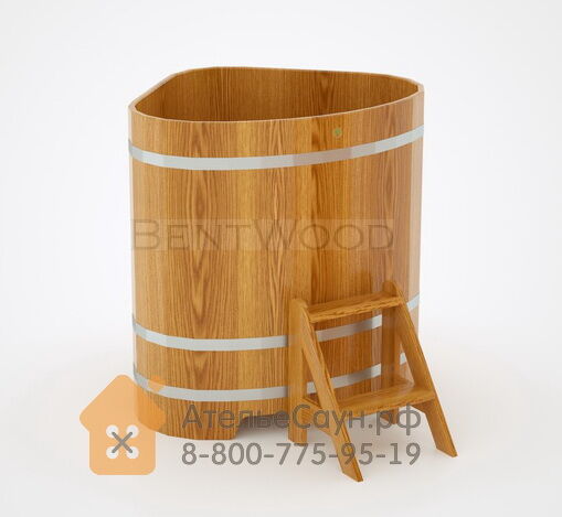 Купель для бани дубовая угловая 1,1х1,1 м (натуральный дуб, полимерное покр 2