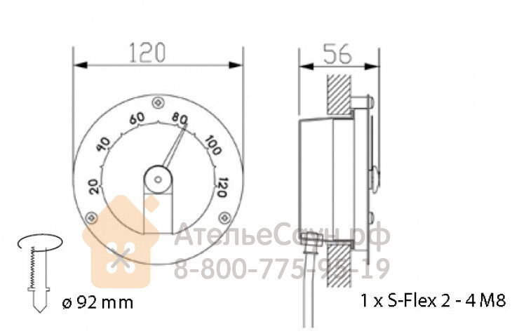 Термометр для сауны Cariitti (1545812, нерж. сталь, требуется 1 оптоволокно 5