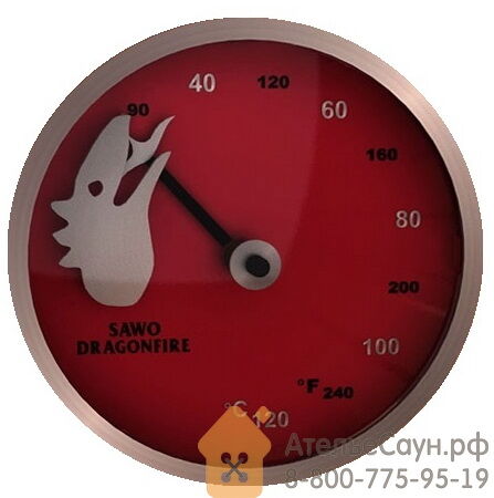Термометр из стали Sawo Dragonfire FireMeter 232-TM2-DRF (красный, с лазерн 2