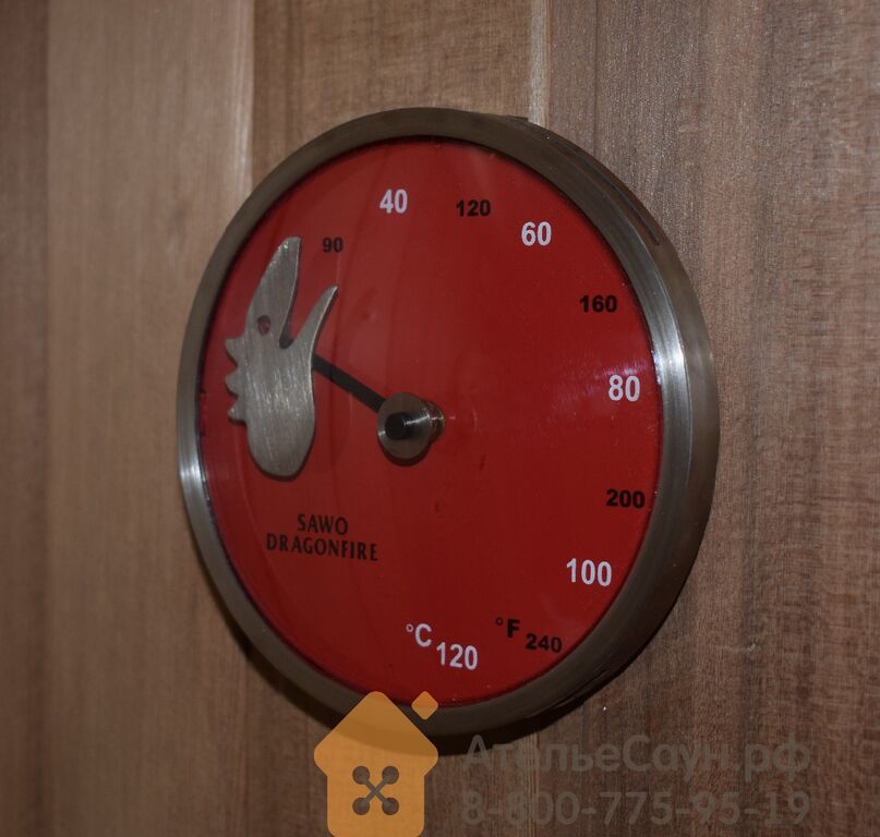 Термометр из стали Sawo Dragonfire FireMeter 232-TM2-DRF (красный, с лазерн 4
