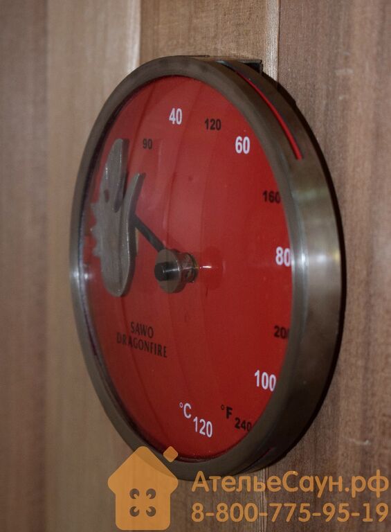 Термометр из стали Sawo Dragonfire FireMeter 232-TM2-DRF (красный, с лазерн 5