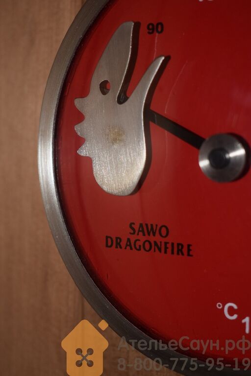 Термометр из стали Sawo Dragonfire FireMeter 232-TM2-DRF (красный, с лазерн 6