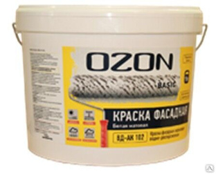 Краска фасадная акриловая укрывистая OZON Basic ВД-АК-111(-10)-1,3 белая 0,9л для работ при -10°С 