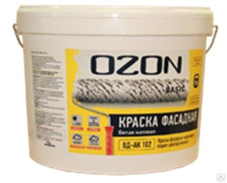 Краска фасадная акриловая укрывистая OZON Basic ВД-АК-111 (-10) -1,3 белая 0,9 л для работ при -10°С