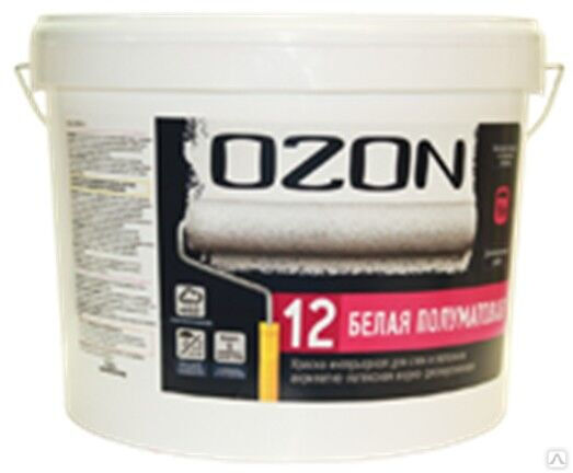 Краска акрилатно-латексная моющаяся OZON-12 ВД-АК-152АМ-12 А (белая) 9 л морозостойкая