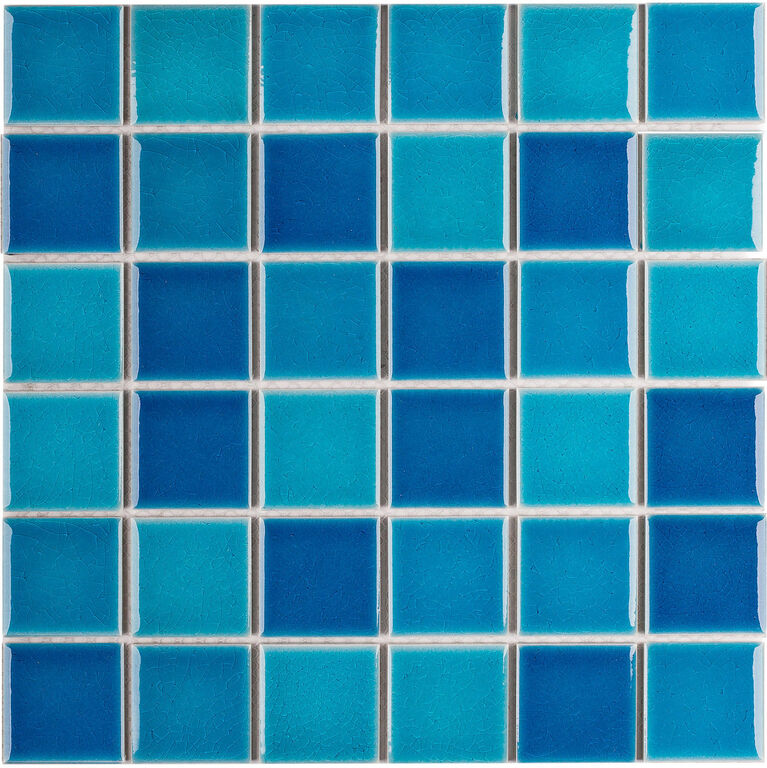 Керамическая мозаика 48х48 Crackle Blue Mixed Glossy 48х48 Starmosaic