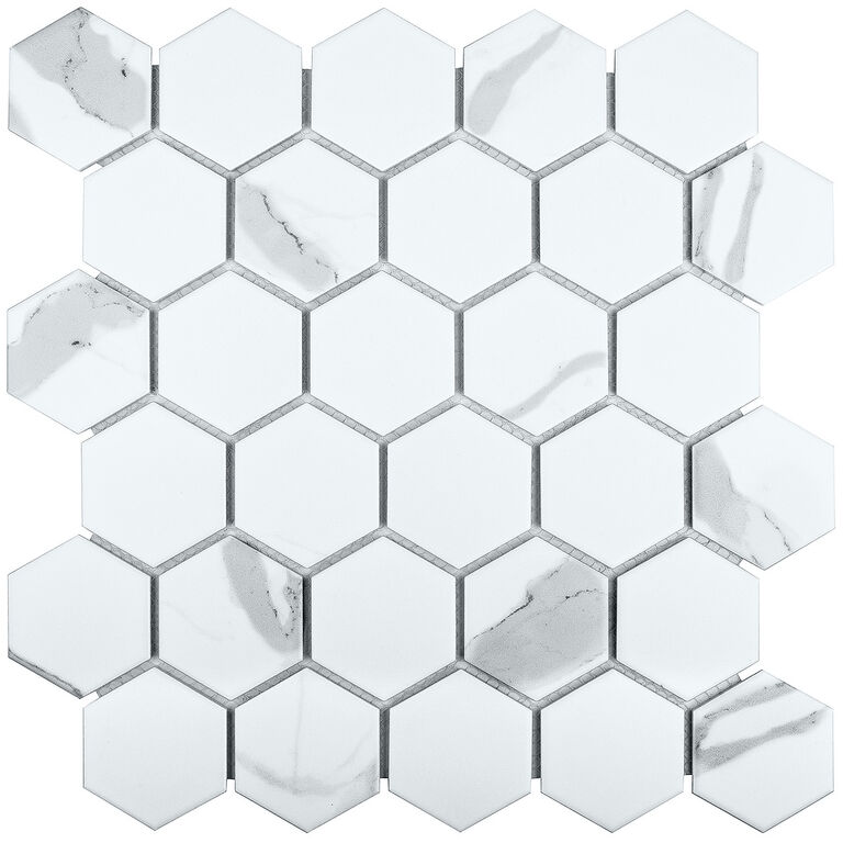 Керамическая мозаика Geometry Hexagon Small Carrara Matt 51x59 Starmosaic